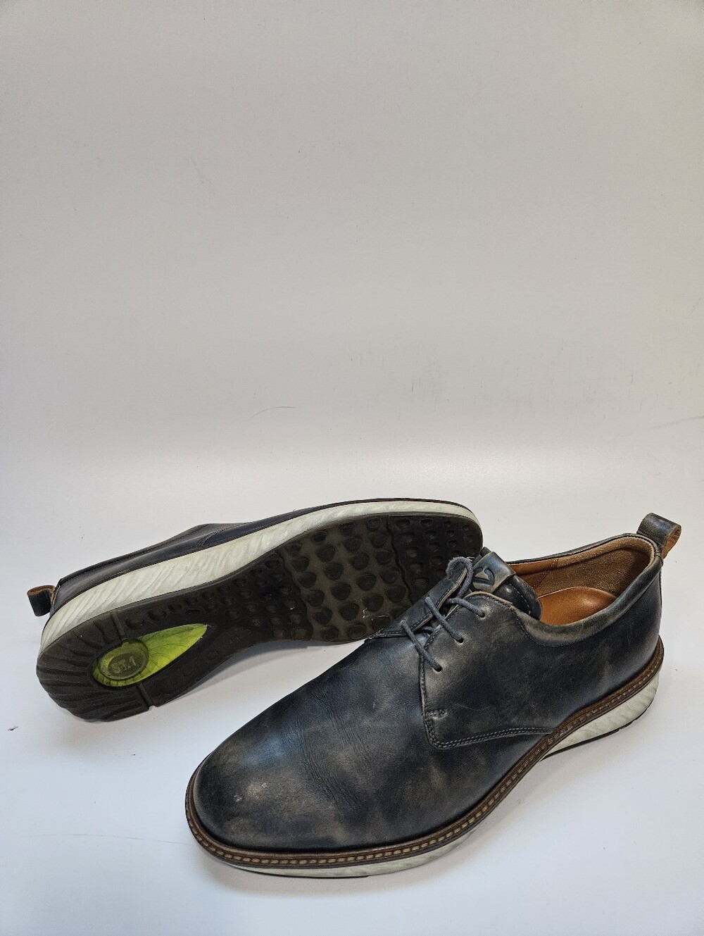 Ecco ST.1 Hybrid Plain Toe Laces Casual Distressed Gray Leather Shoes Mens 10.5